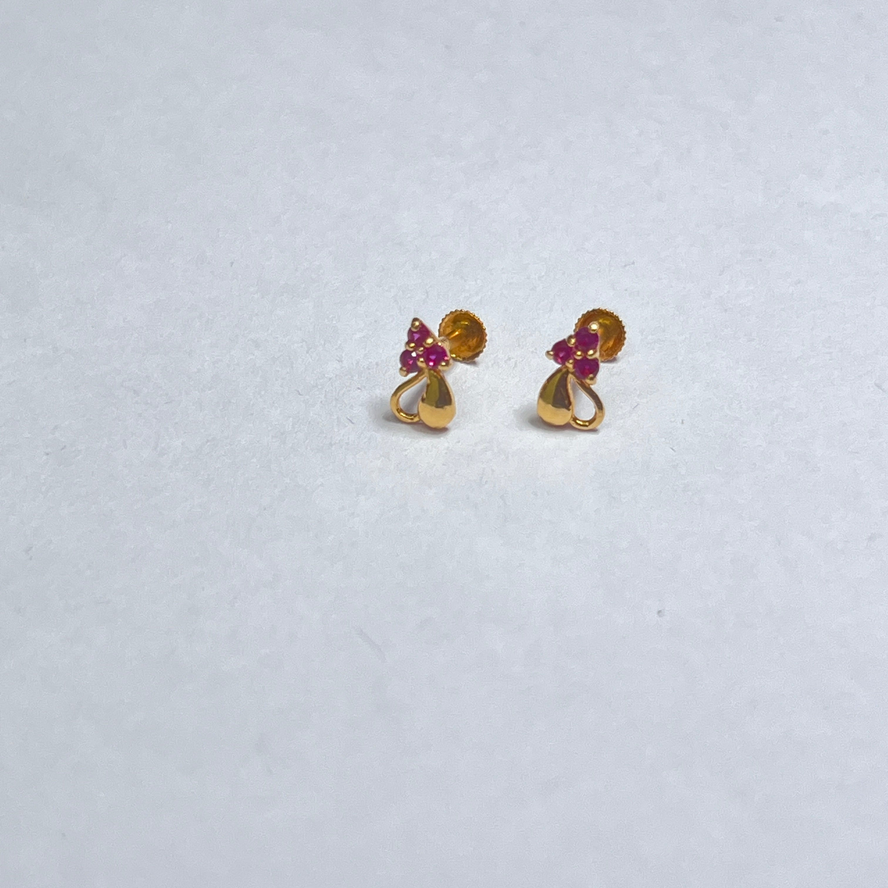 Gold Studs Pink AD Stone