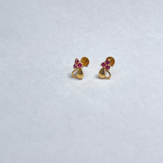 Gold Studs Pink AD Stone