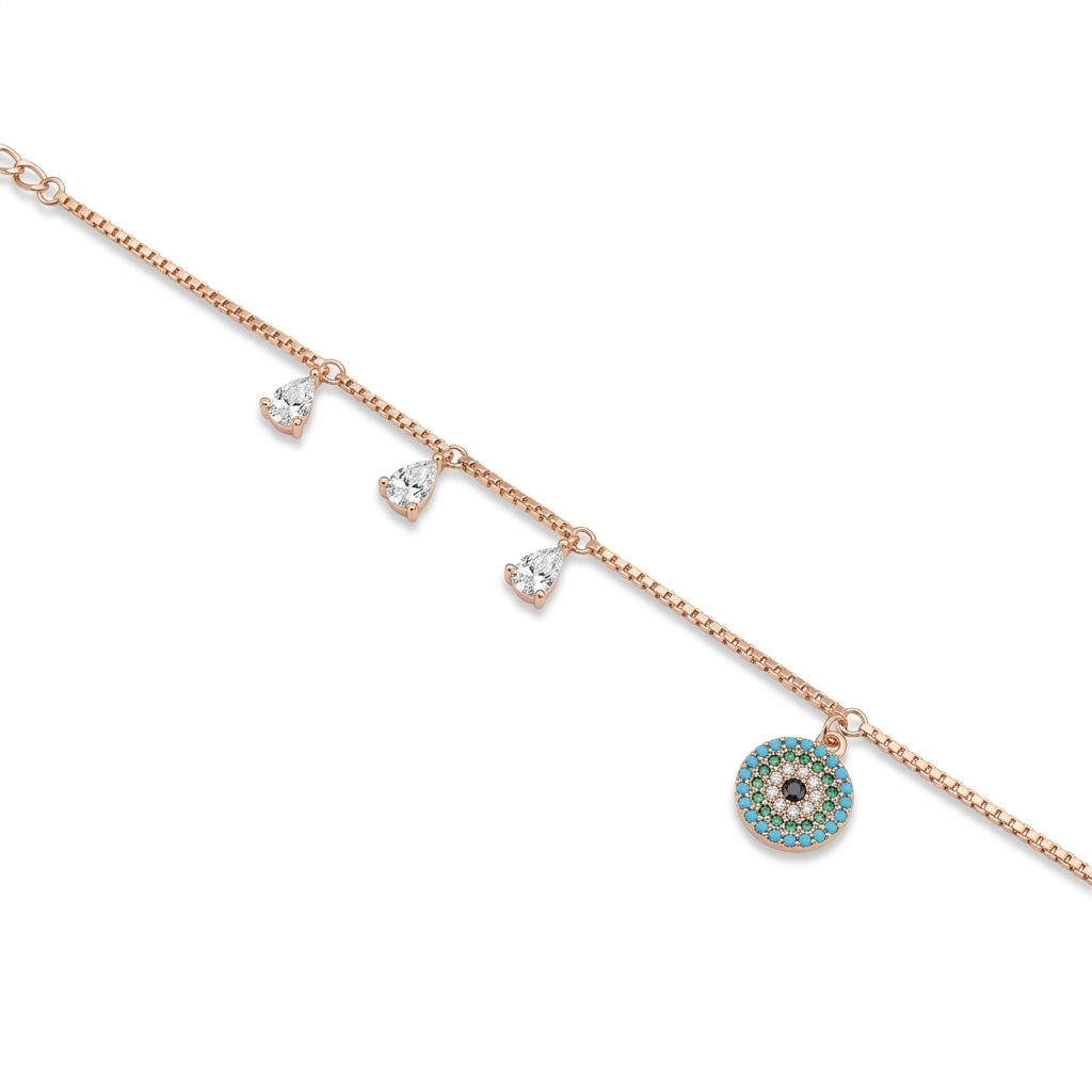 Silver Ladies Bracelet Blue Aura Royal Circle Luna Rose Gold 925