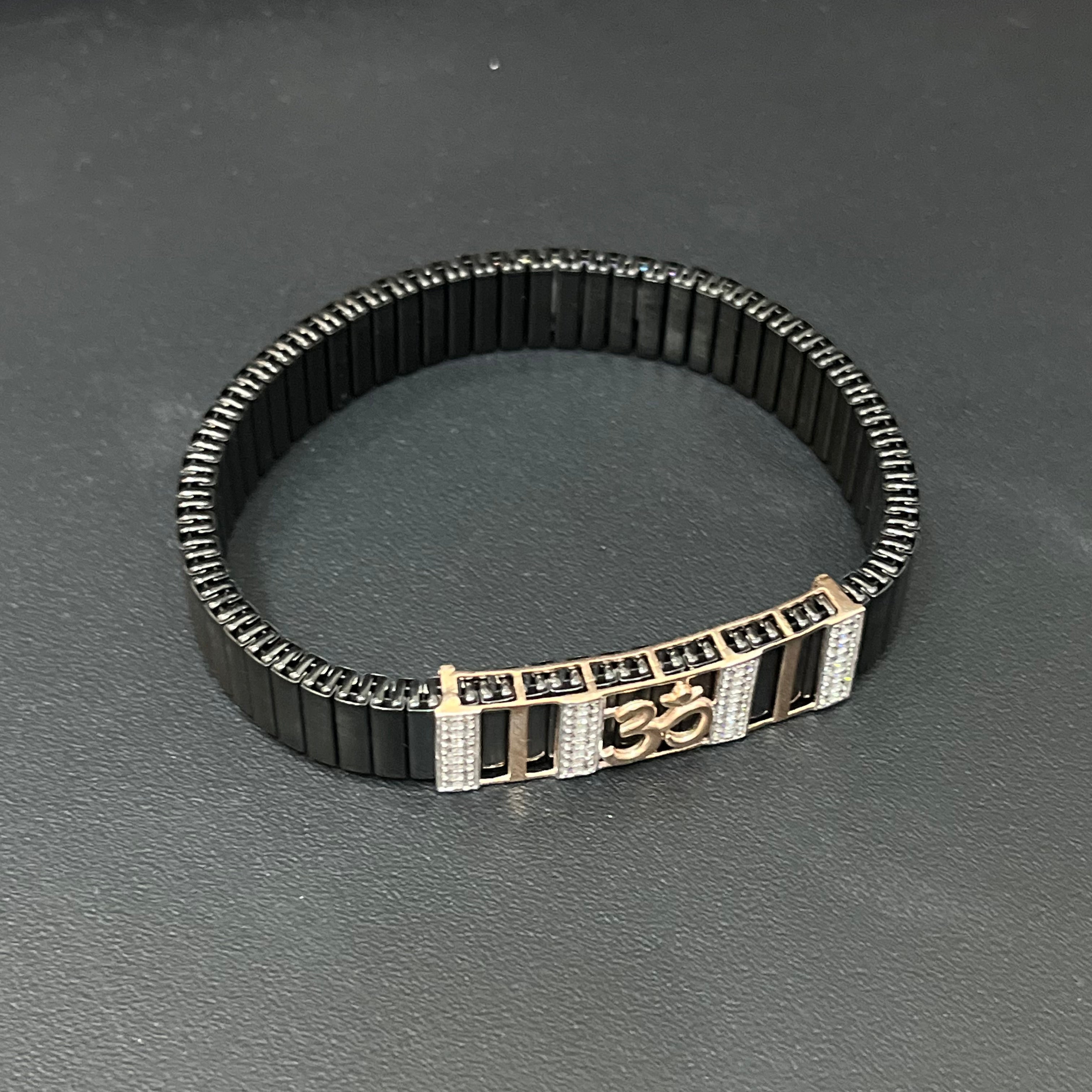 Silver Mens Flexible Bracelet OM Rosegold FB1 925