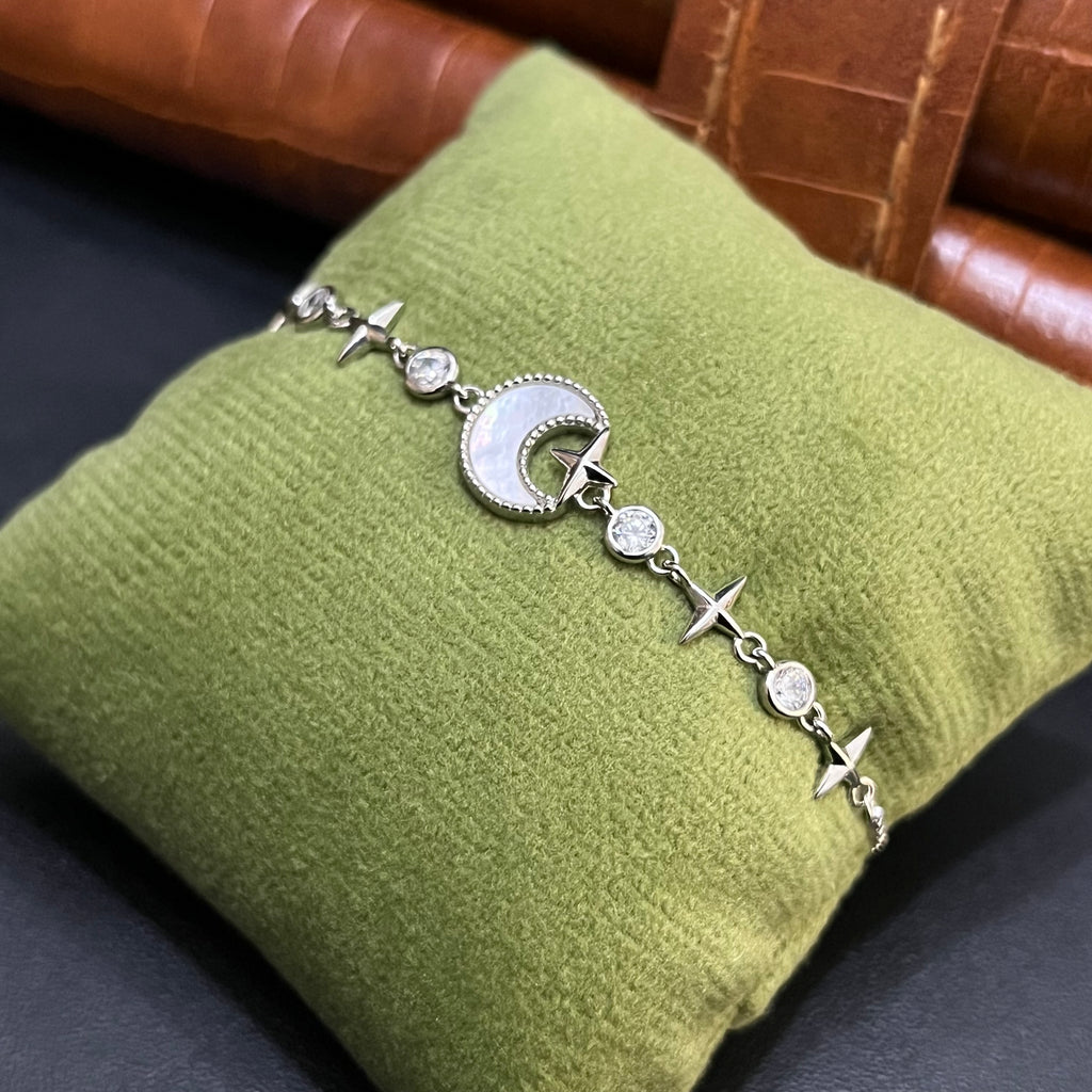 Silver Ladies Bracelet Moon & Sparkle 925
