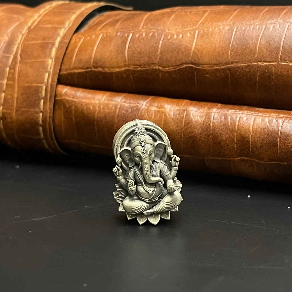 Silver Mens Brooch Antique Ganesha 925