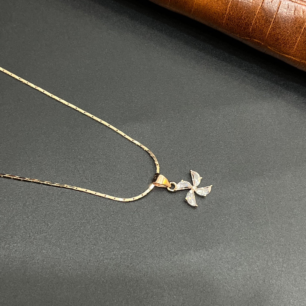 Silver Ladies Pendant Dainty Flower Sparkle Rose Gold 925