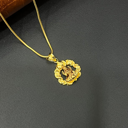Silver Lakshmi Pendant Gold Finished