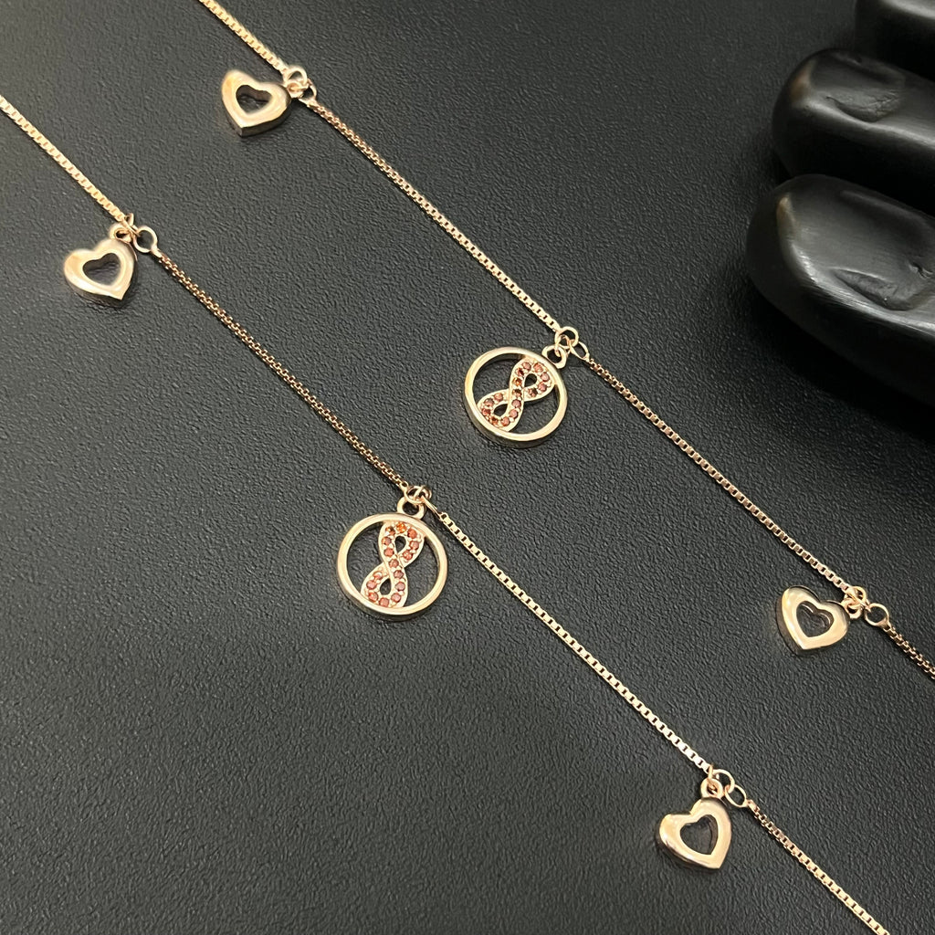 Silver Ladies Anklet Infinity Charms RG