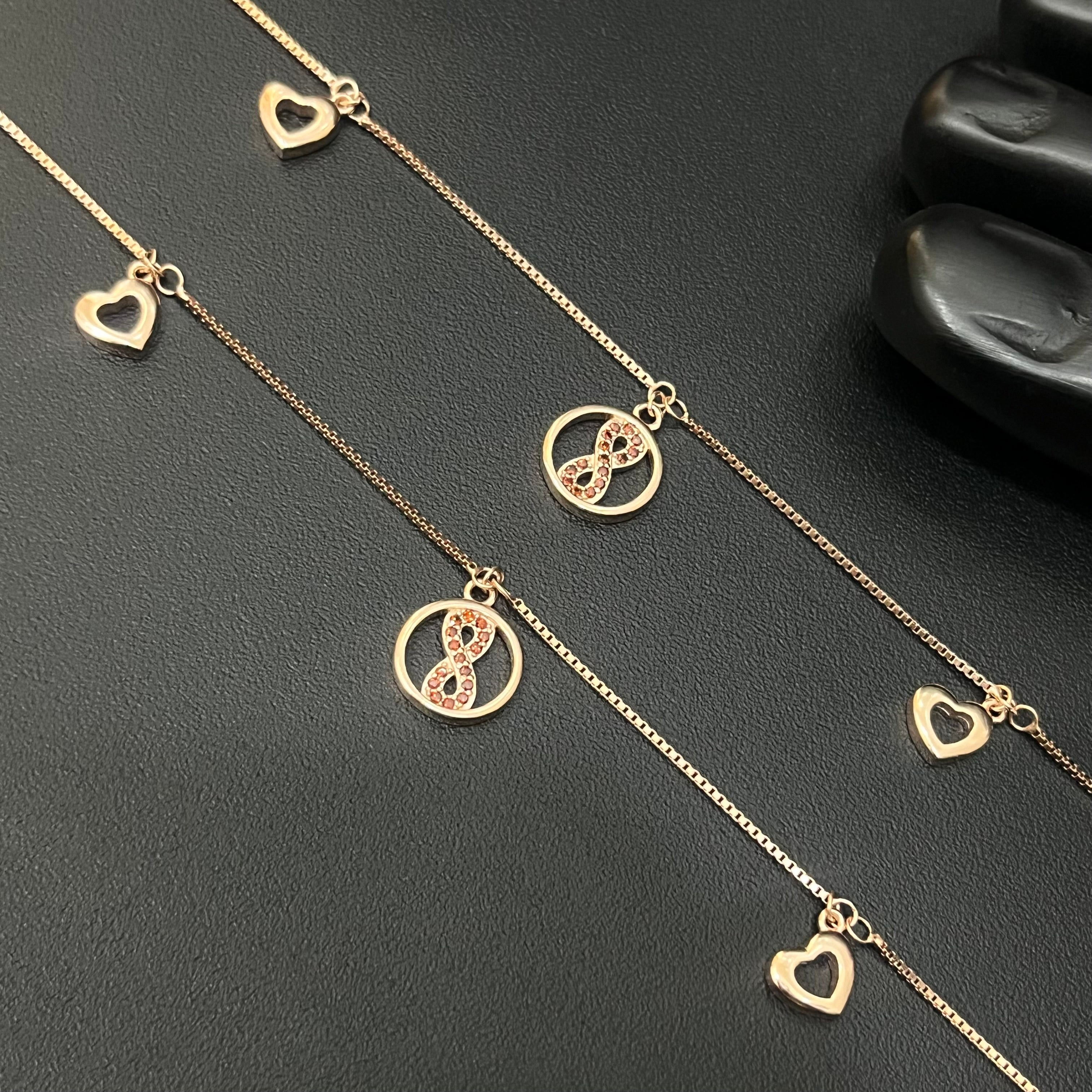 Silver Ladies Anklet Infinity Charms RG