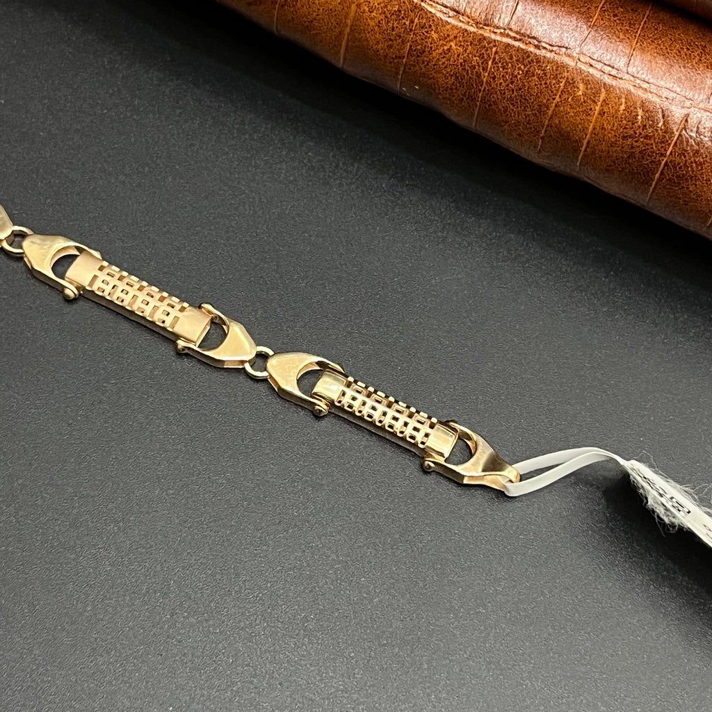 Silver Mens Bracelet Crescent Signature Link Lock Rose Gold 925