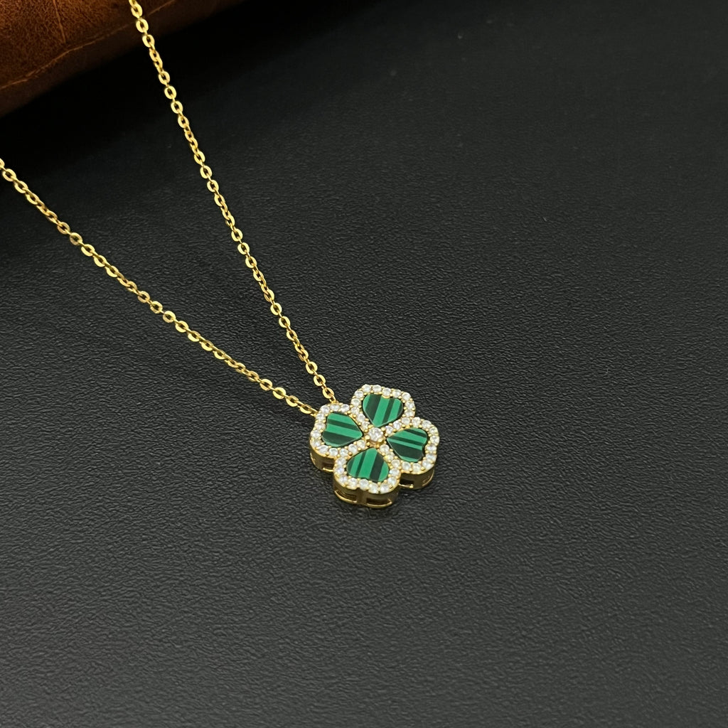 Silver Ladies Chain Clover Gold Finished