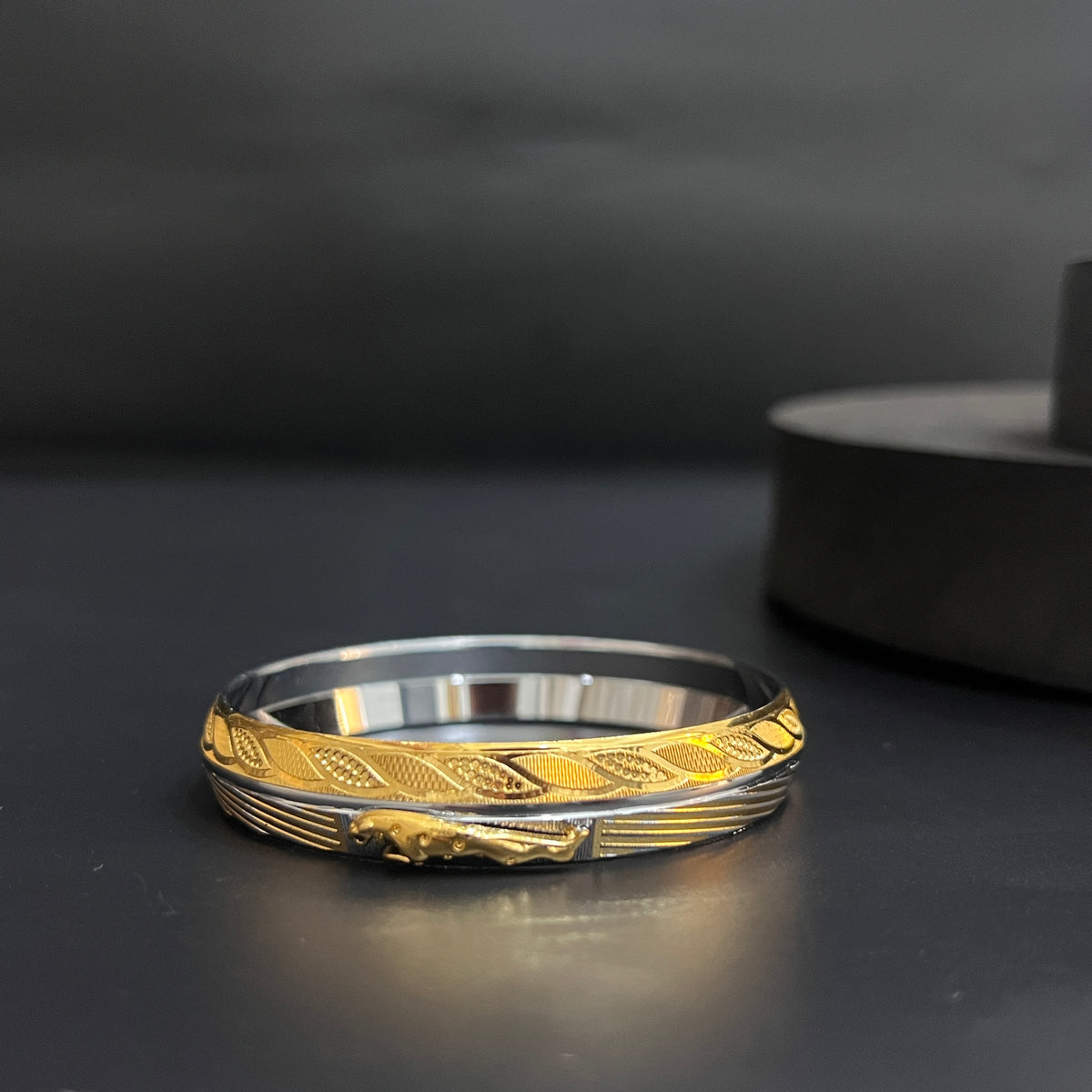 Silver Mens Kada CNC Jaquar DS 1 Gold Polish