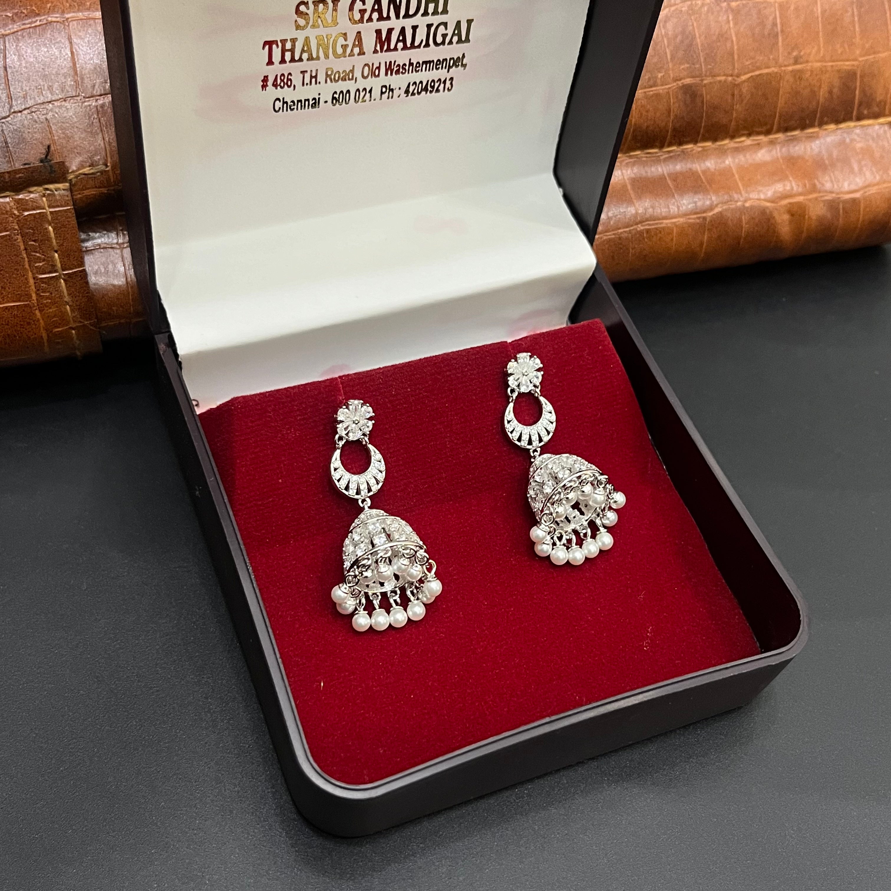 Silver Ladies Jimki Premium Crystal Muthu 925