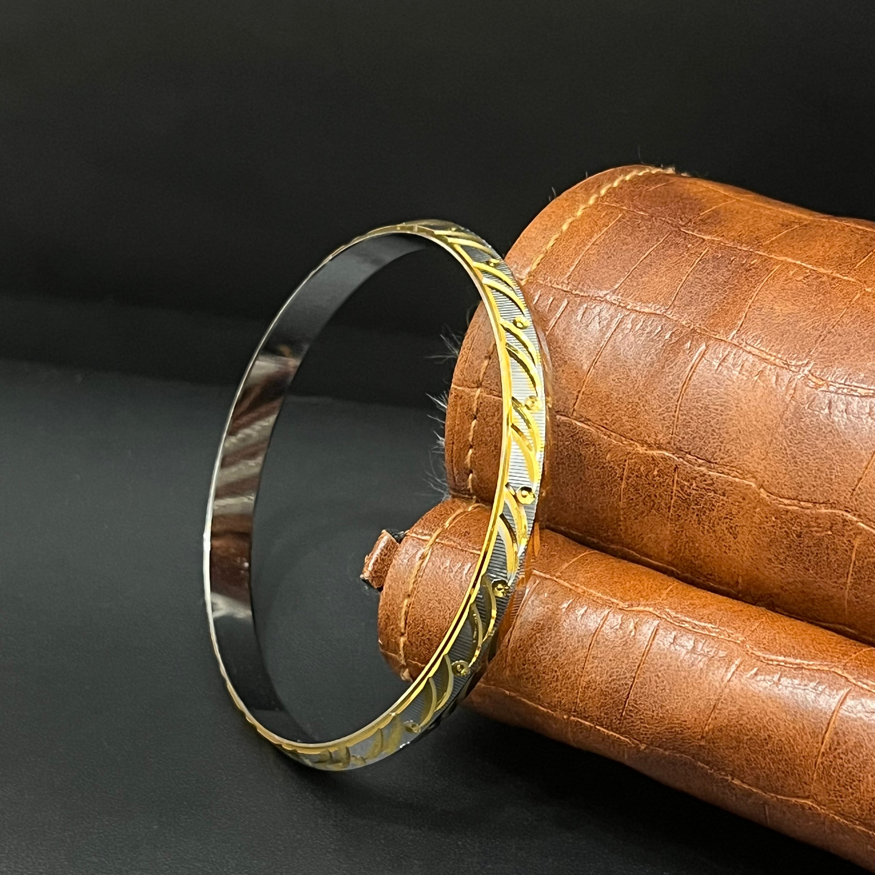 Silver Mens Kada Silver Gold Polish CNC DS 3