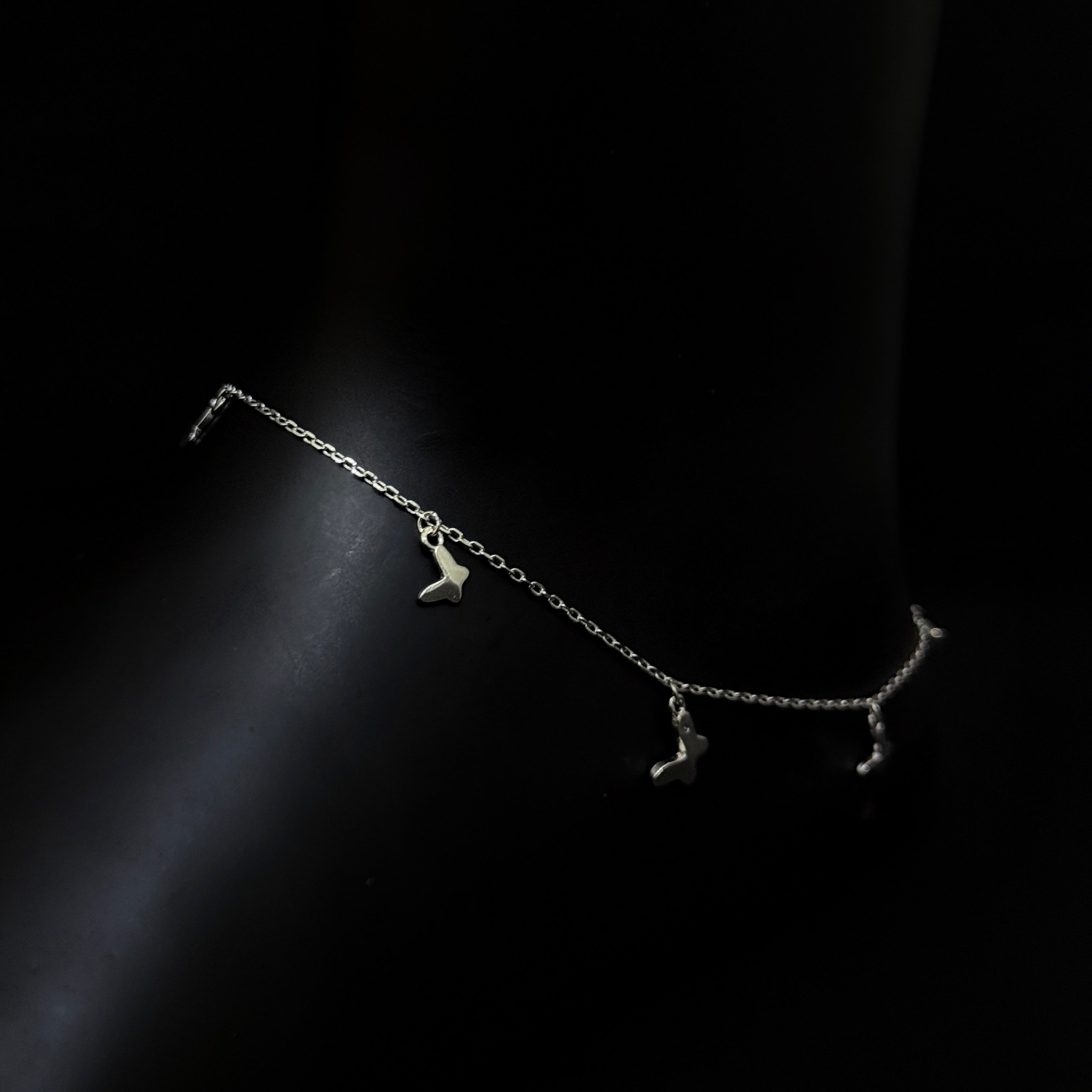 Silver Ladies Anklet Butterfly Charms Silver Shade