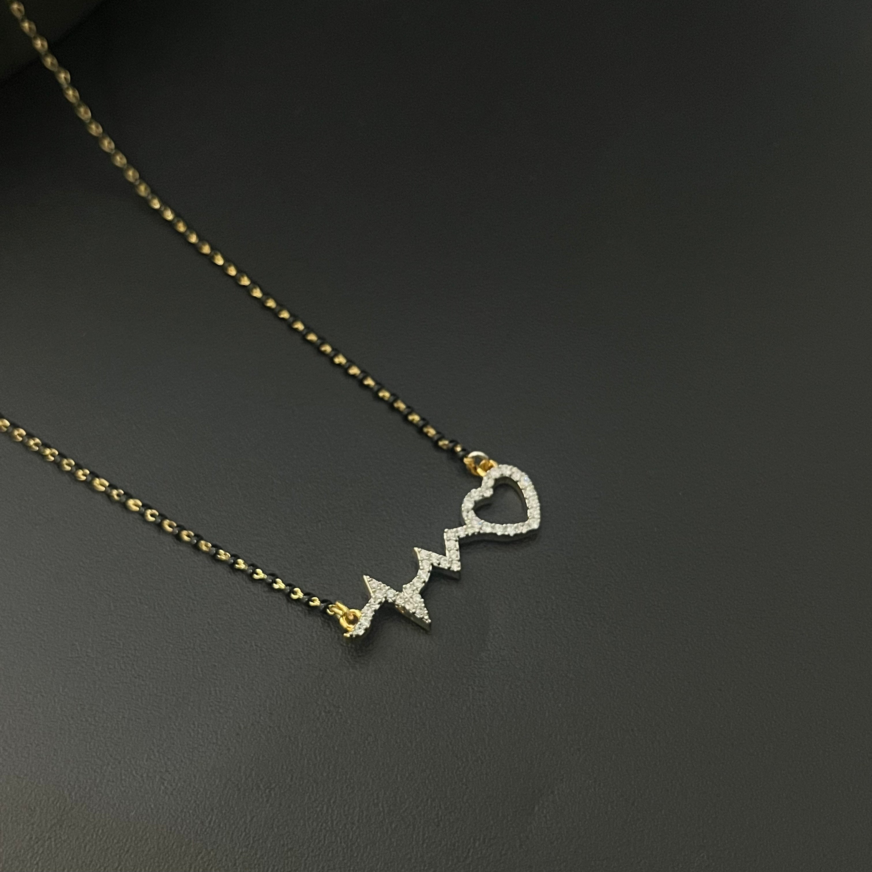 Silver Black Beads Chain Gold Finished