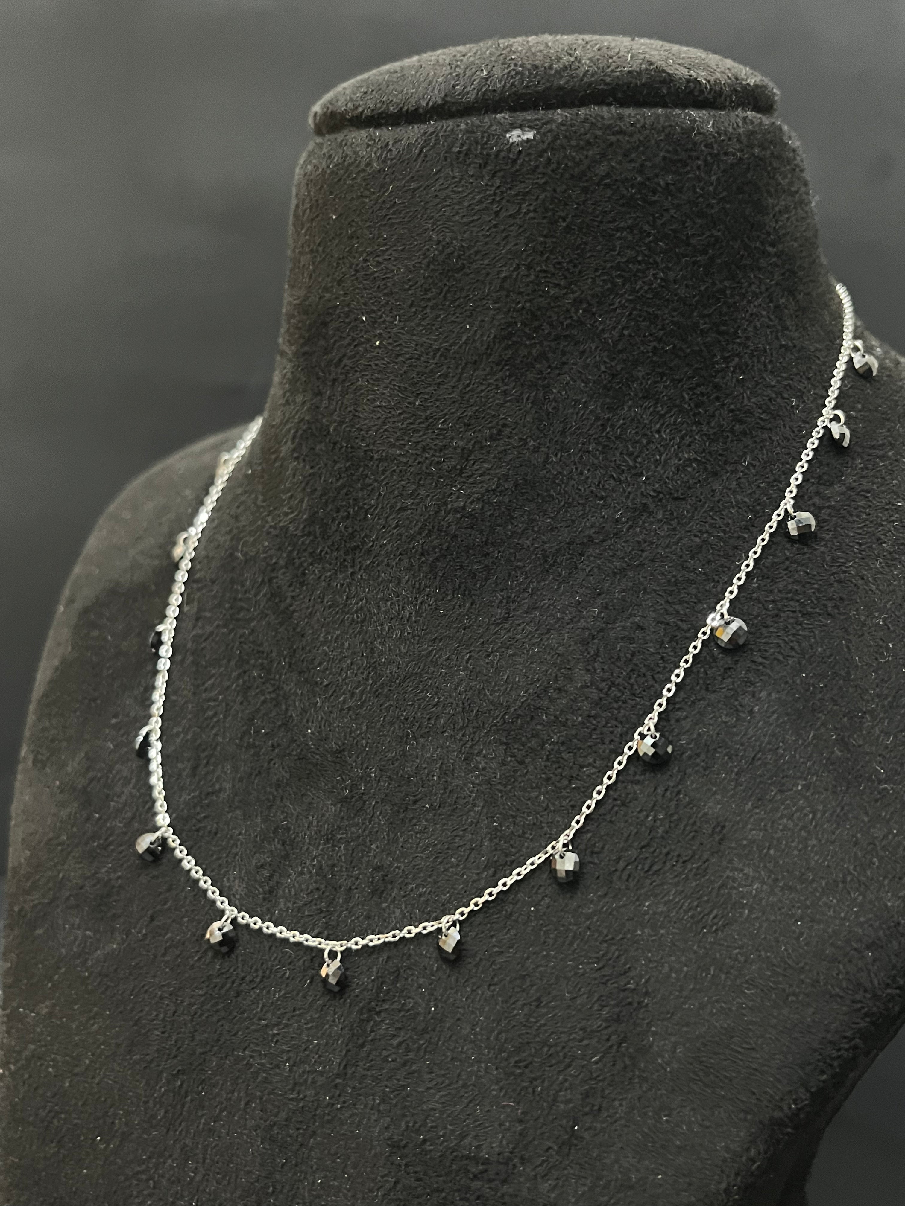 Ladies Silver Chain Black Hangings