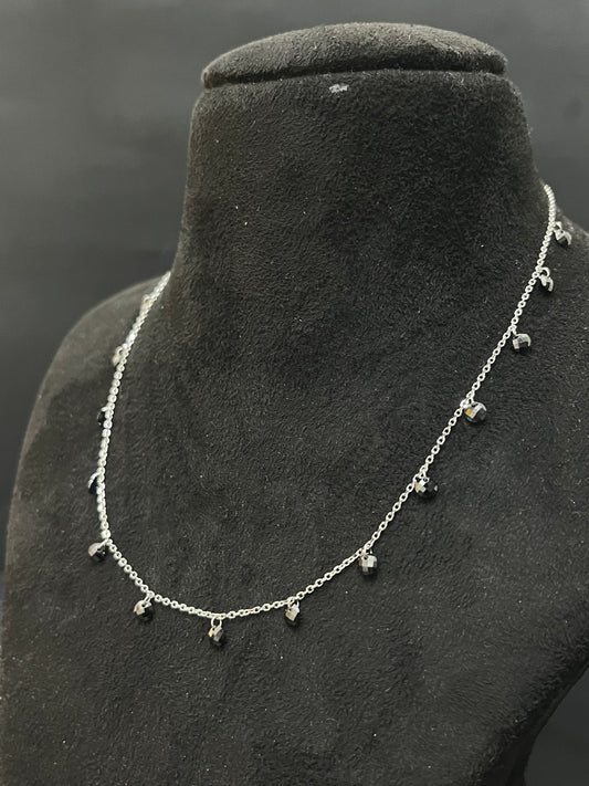 Ladies Silver Chain Black Hangings