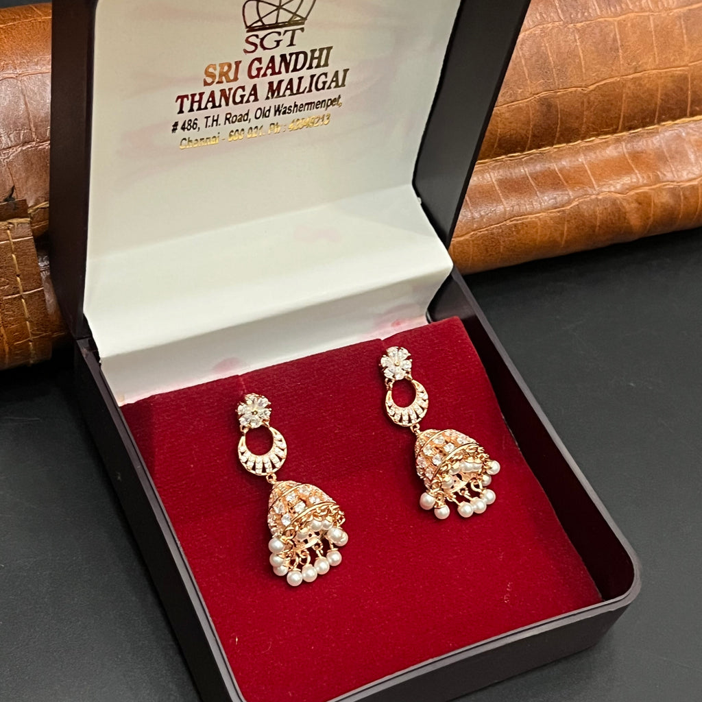 Silver Ladies Jimki Premium Crystal Muthu Rose Gold 925