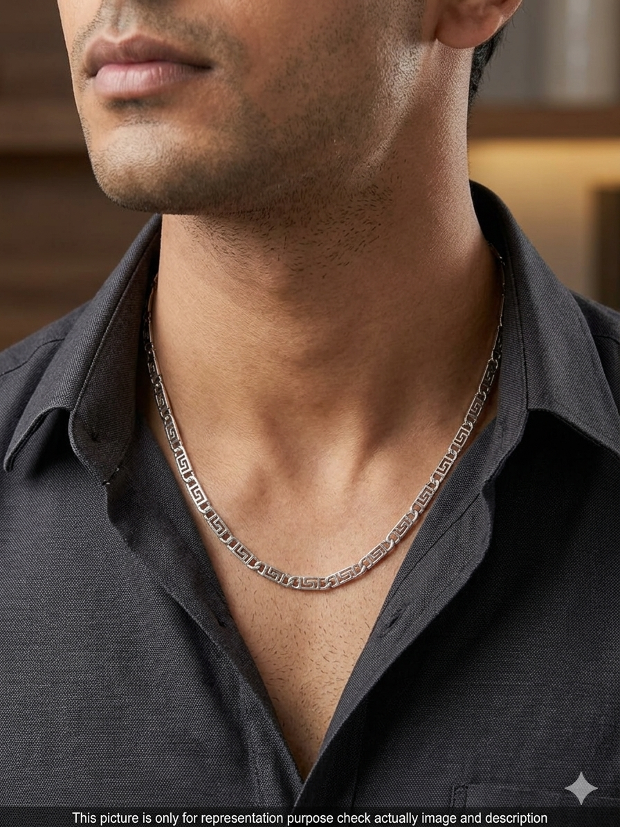 Silver Mens Italian Chain_Maze Cut