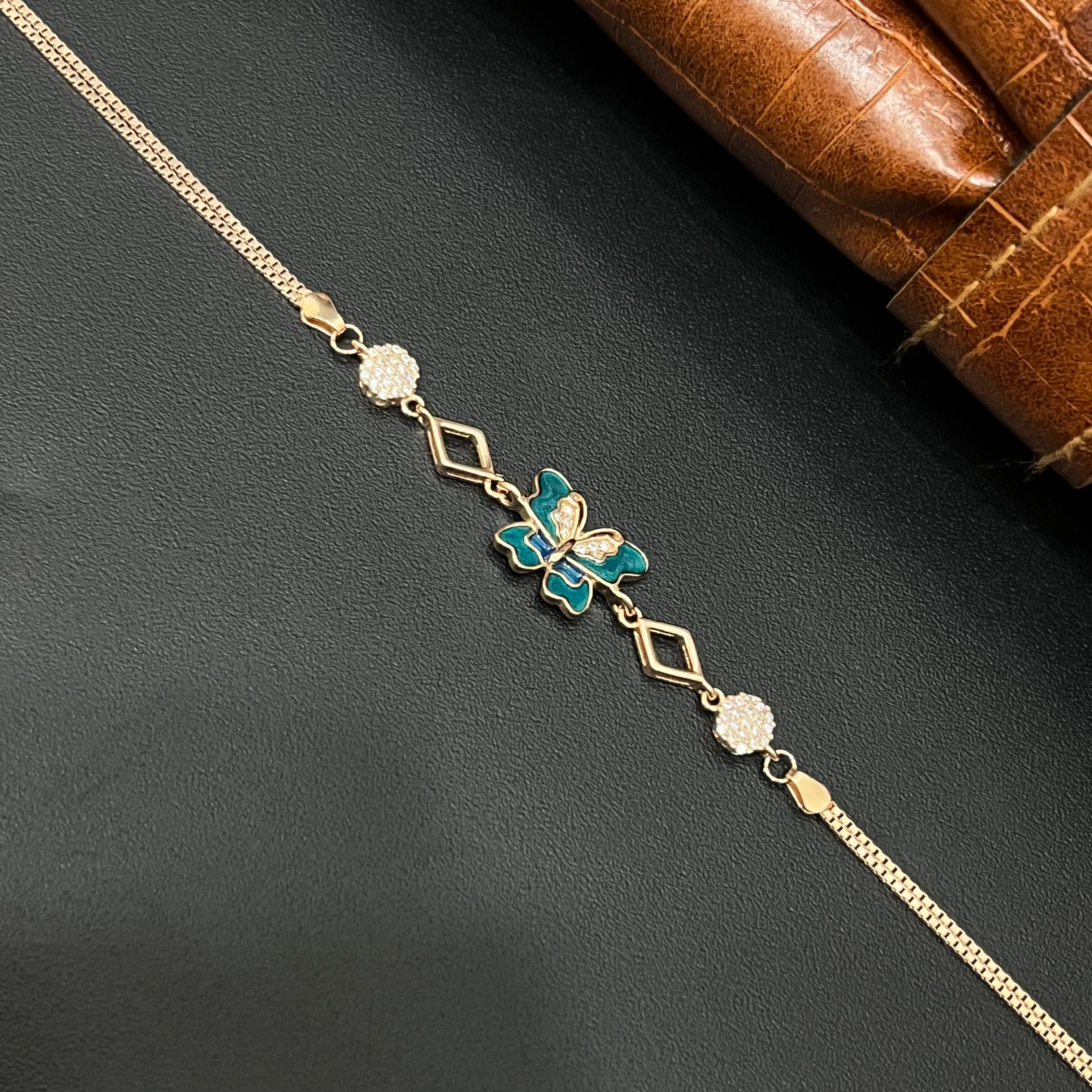 Silver Ladies Bracelet Epoxy Butterfly 925 E10