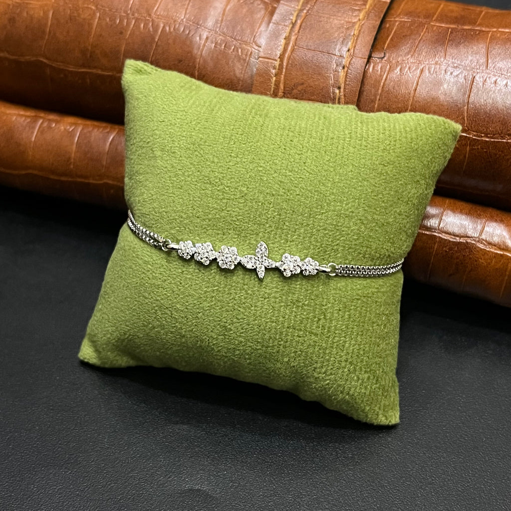 Silver Ladies Bracelet Butterfly White Blossom Two Link 925