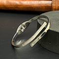 Silver Unisex Kada Elite Edges With Stone Adjustable 925
