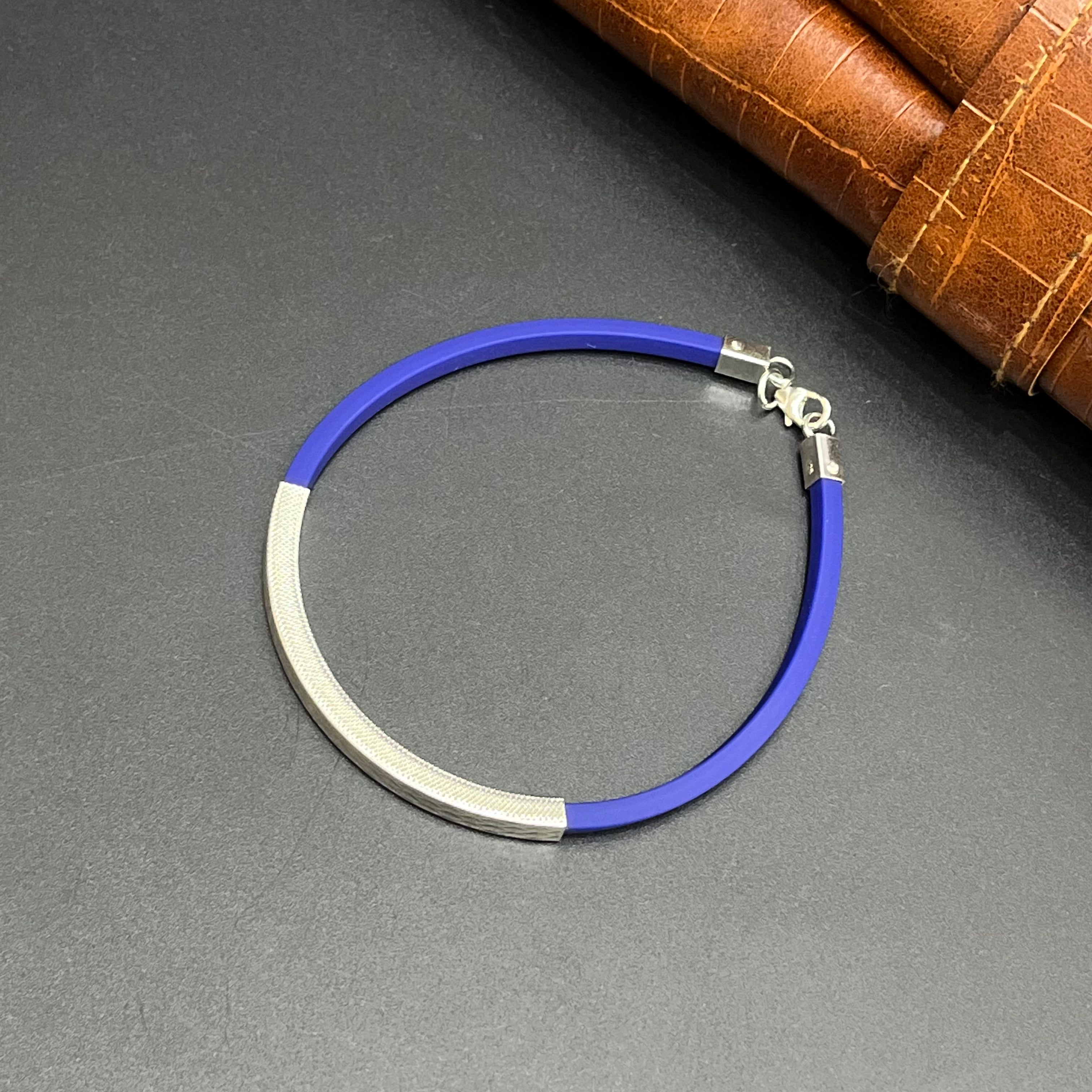 Silver Kids Bracelet Classic Blue Band Link 925