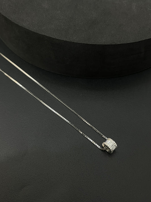 Ladies Silver Chain Rosegold Circle