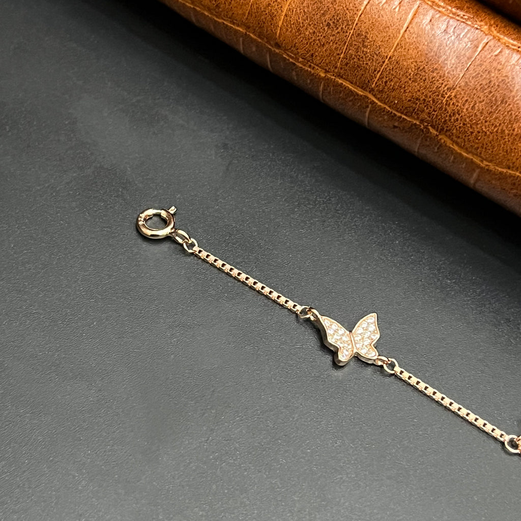 Silver Ladies Bracelet Triple Butterfly Charms Drop Rose Gold 925