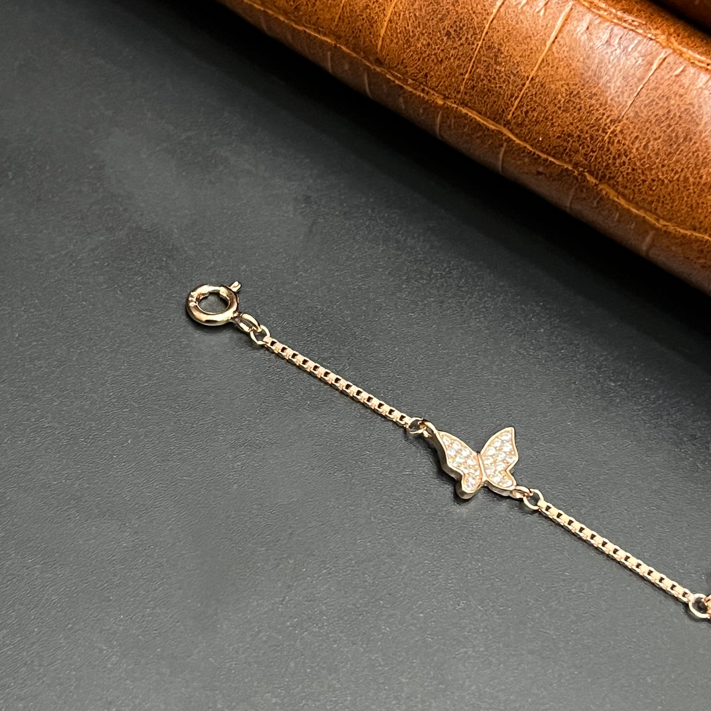 Silver Ladies Bracelet Triple Butterfly Charms Drop Rose Gold 925