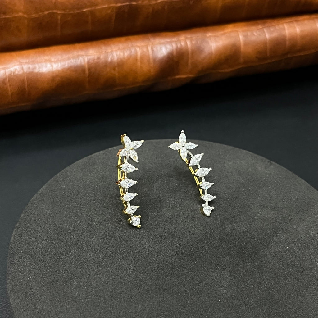 Silver Ladies EarCuffs Flower Fold Finished