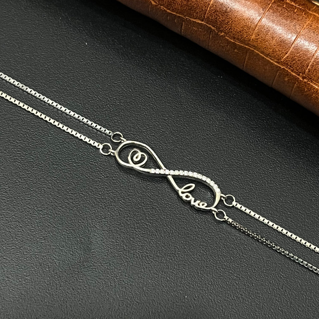 Silver Ladies Bracelet Infinity Heart & Love