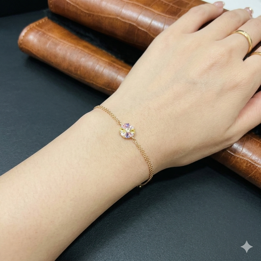 Silver Ladies Bracelet Circle Multi Color RG