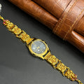 Silver Ladies Watch Antique Royal Lakshmi Red Stones Gold Finish M01 925