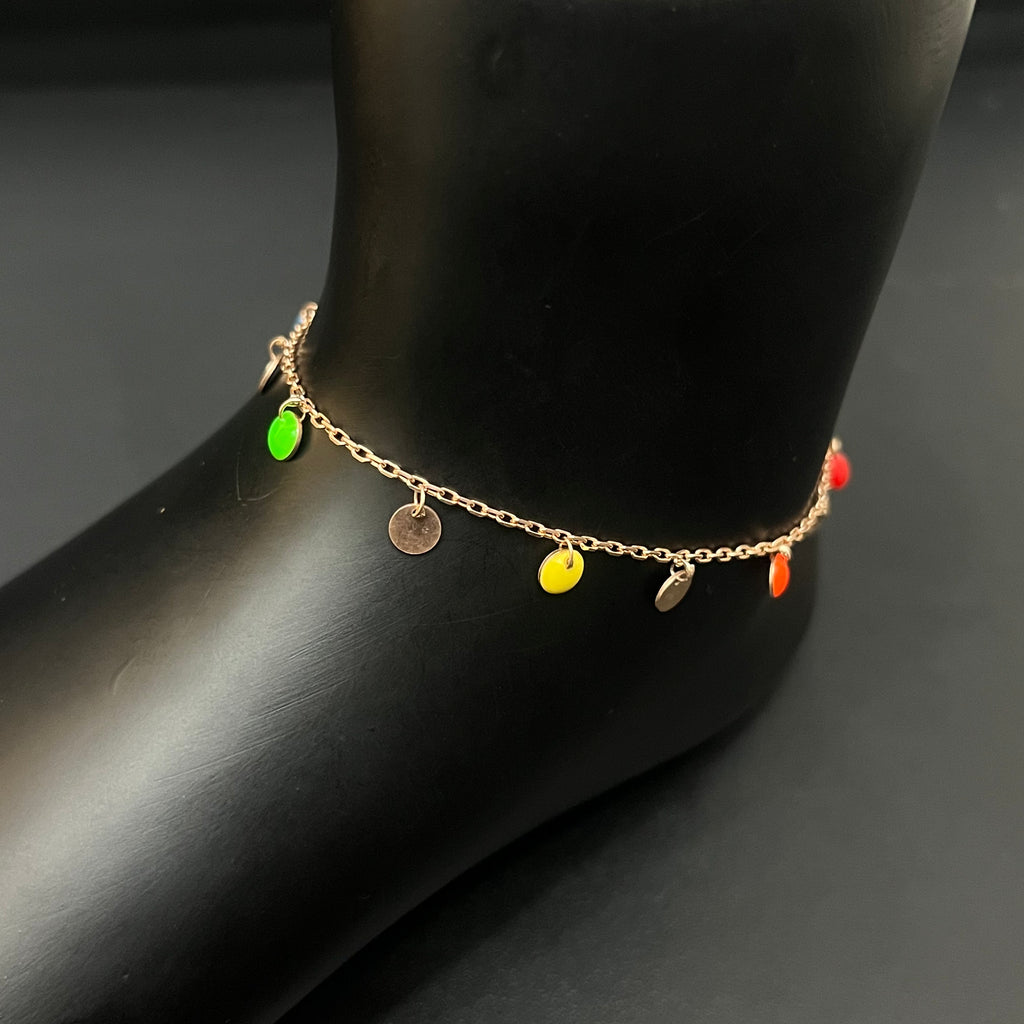 Ladies Silver Anklet  Beads Multi Hangings RG