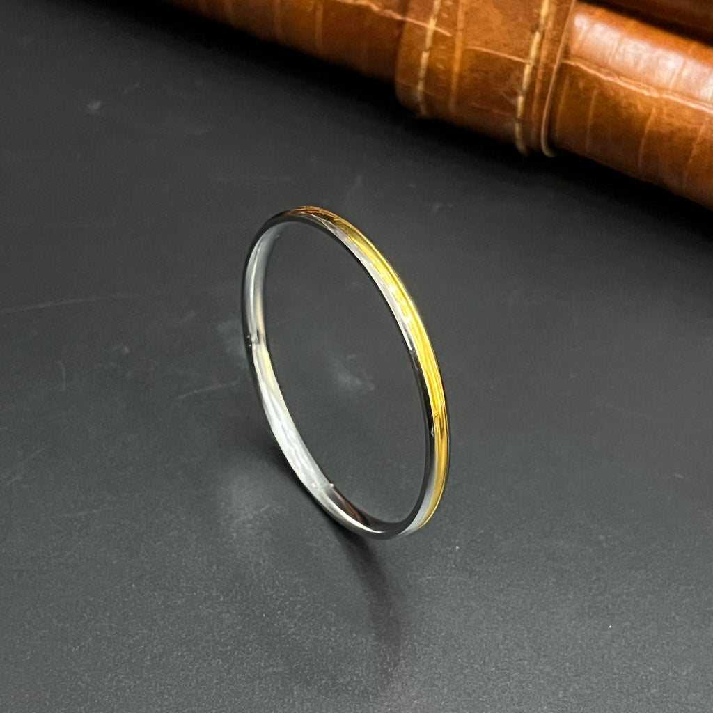 Silver Kids Bangle Dual Tone Gold Finish