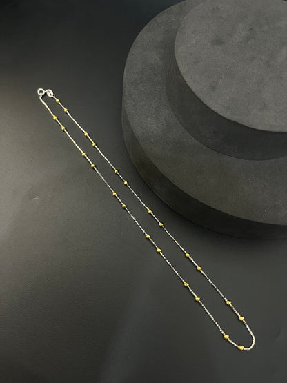 Silver Ladies Pendant Chain Floral Beads