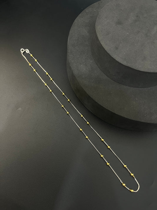 Silver Ladies Pendant Chain Floral Beads