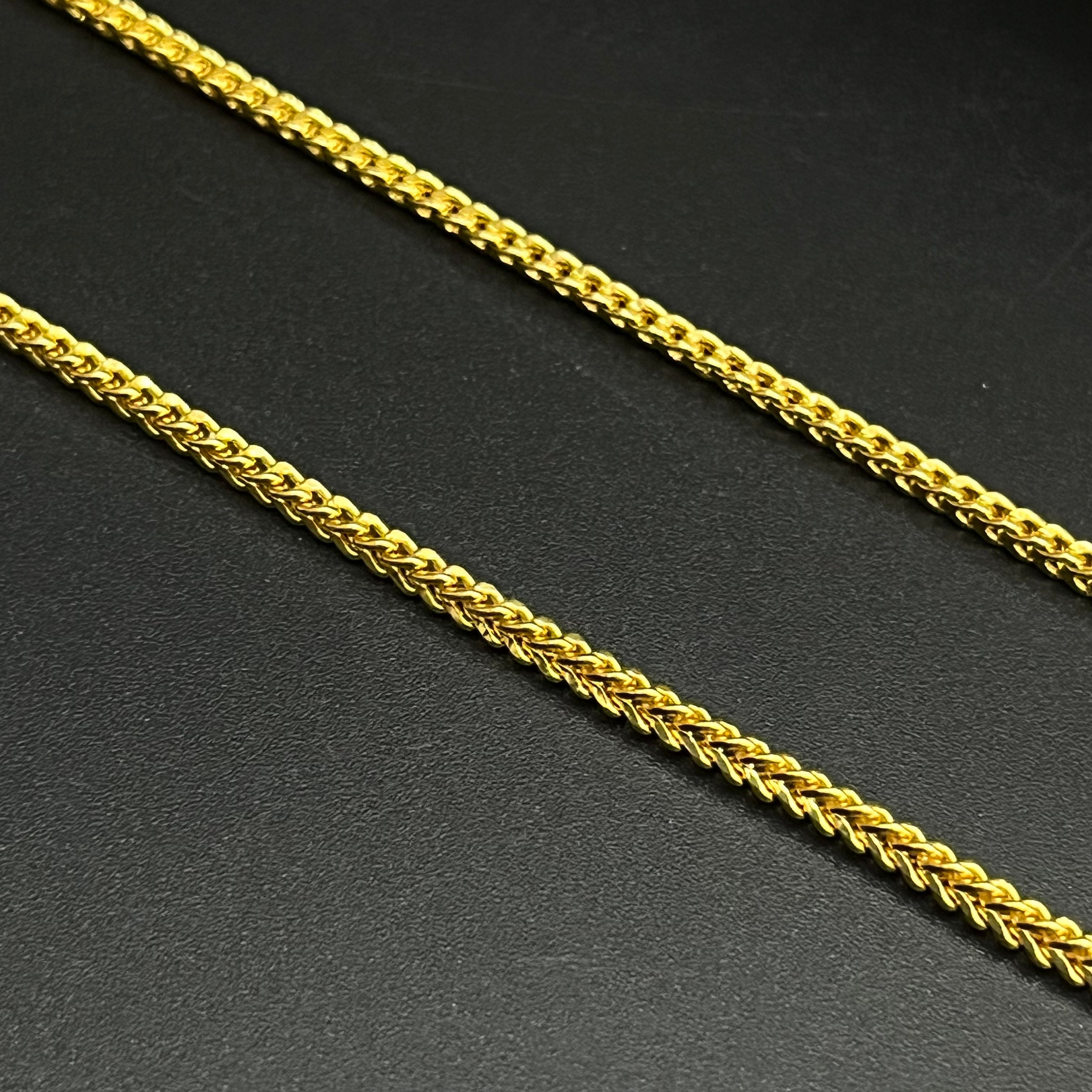 Silver Unisex Chain Flat Plain Chain Gold Finish M01 925