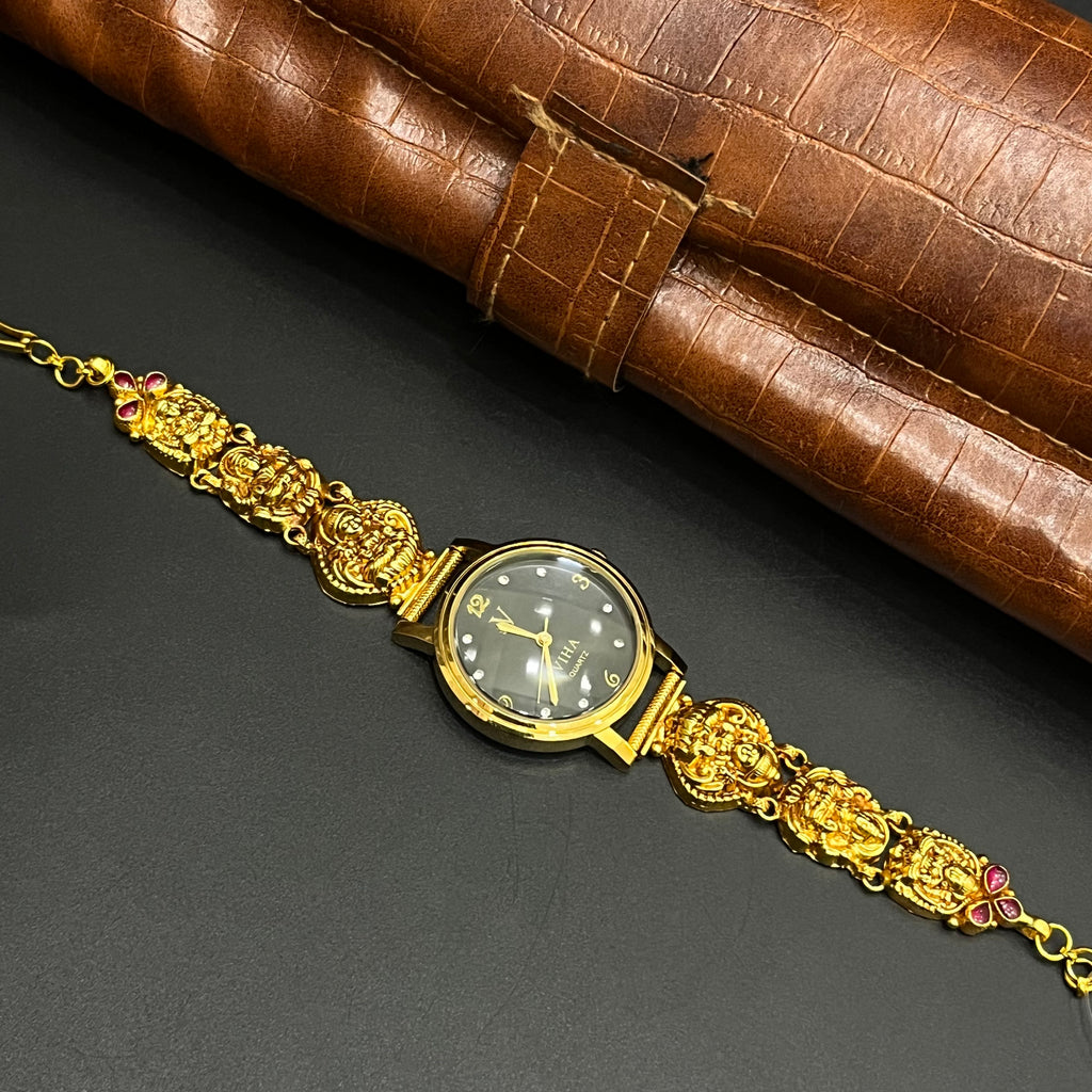 Silver Ladies Watch Antique Lakshmi Heritage Coin Gold Finish 925