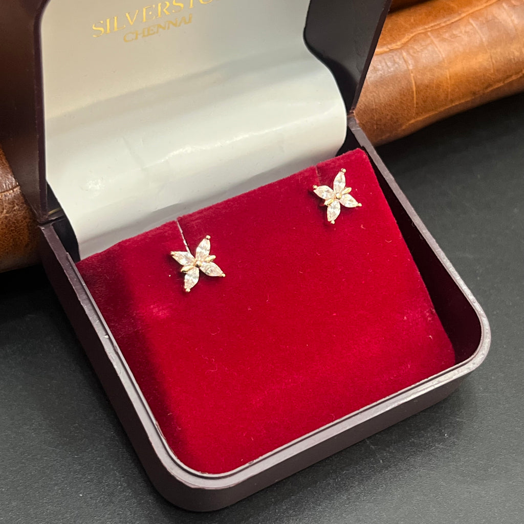 Silver Ladies Second stud Petal Butterfly Rose Gold 925