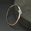 Silver Ladies Kada Heart Blue Rosegold