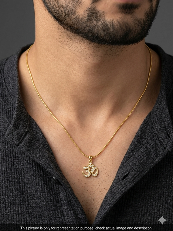 Gold Polish Om Pendant Chain