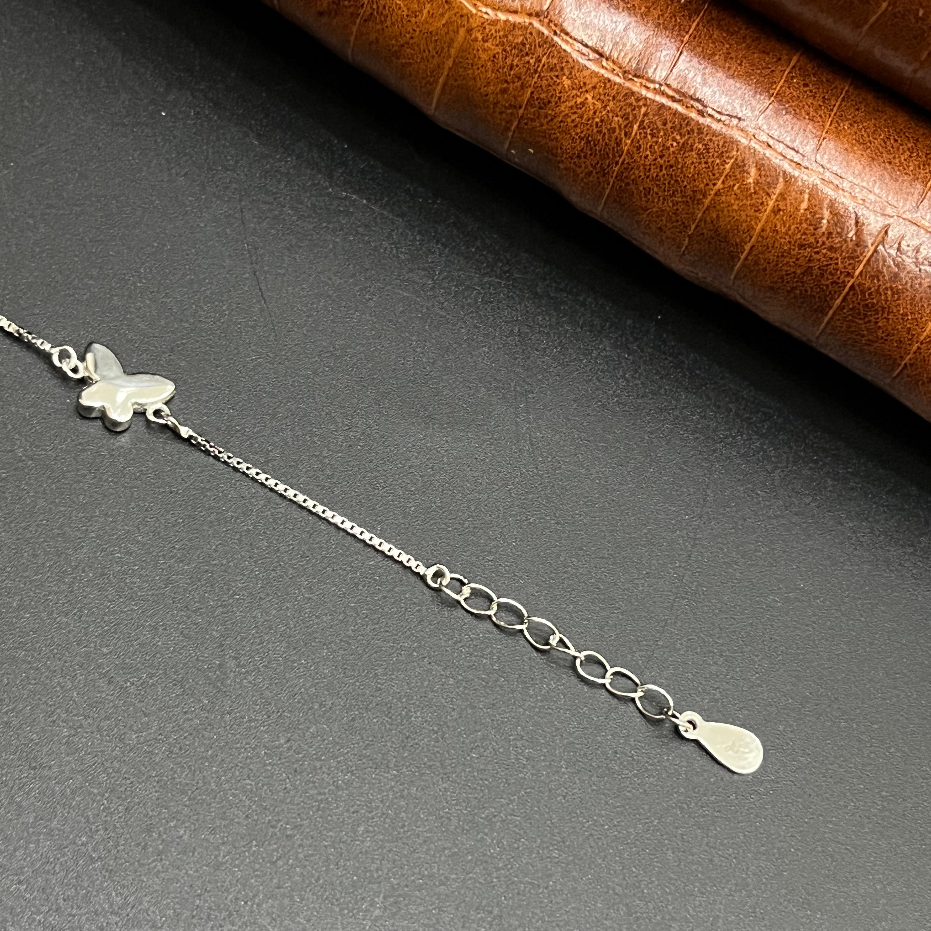 Silver Ladies Bracelet Butterfly 3D Charms With Stone 925