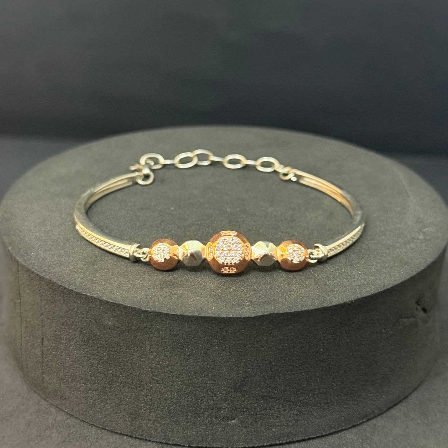 Silver Ladies Bracelet_Rosegold Balls