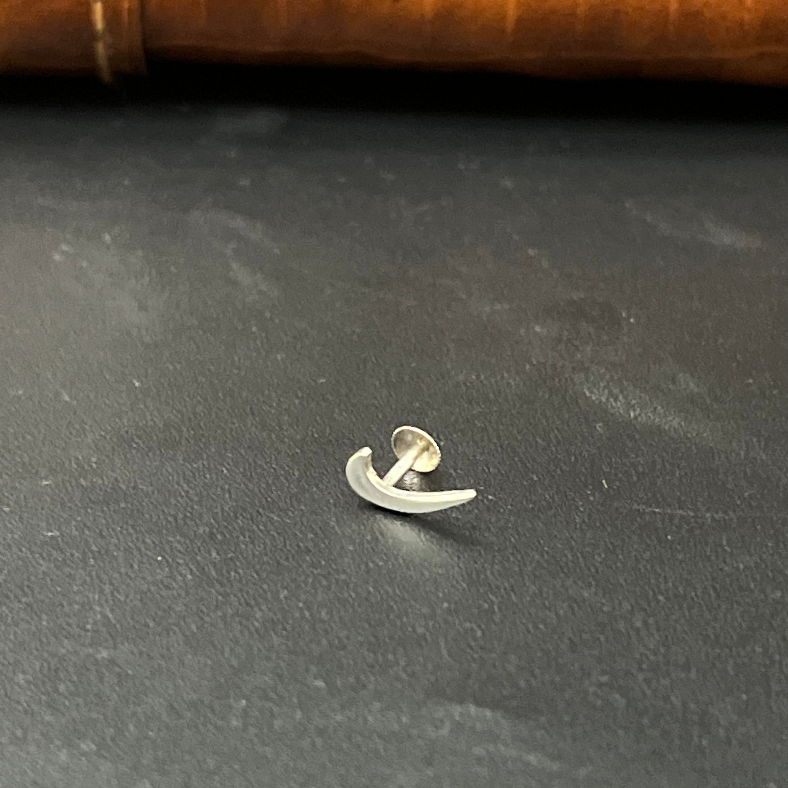 Silver Mens Single Ear Tick Symbol Stud 925