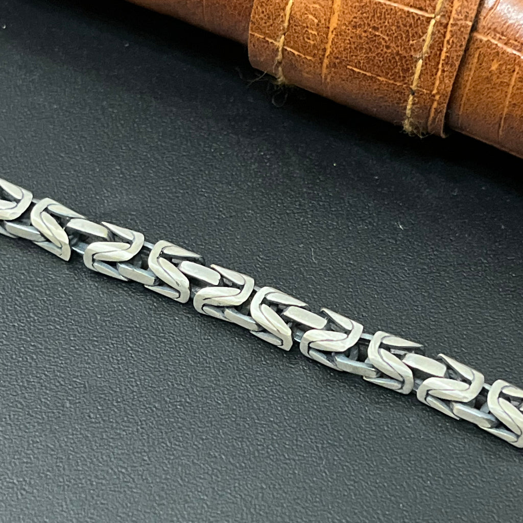 Silver Mens Bracelet Snake Oxidised 925