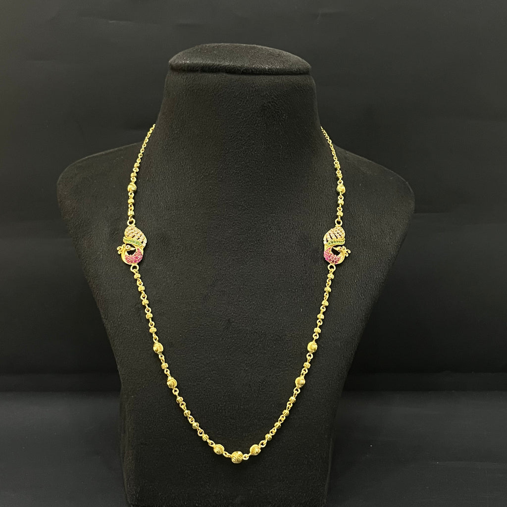 Silver Gold Finished Peacock r Chain Greenz Cz