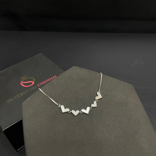 Silver Ladies Bracelet Heart Charms Links Line 925