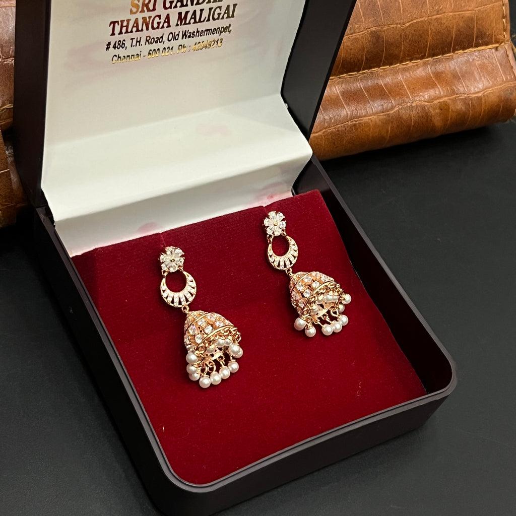 Silver Ladies Jimki Premium Crystal Muthu Rose Gold 925