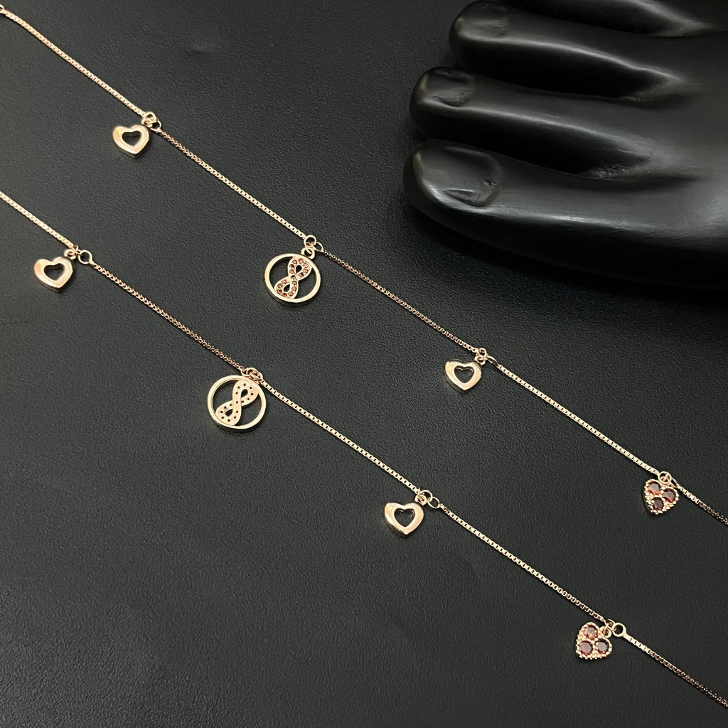 Silver Ladies Anklet Infinity Charms RG