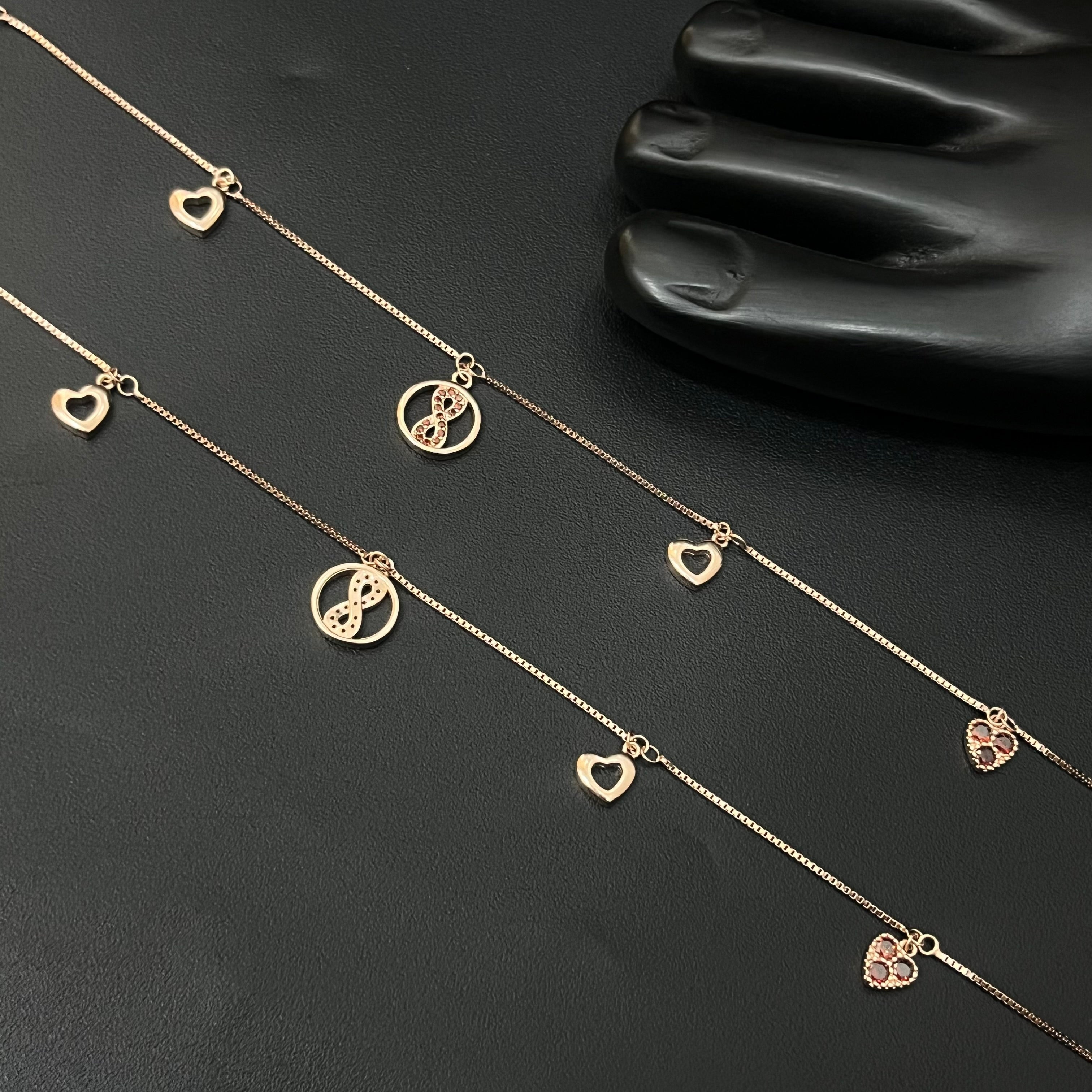 Silver Ladies Anklet Infinity Charms RG